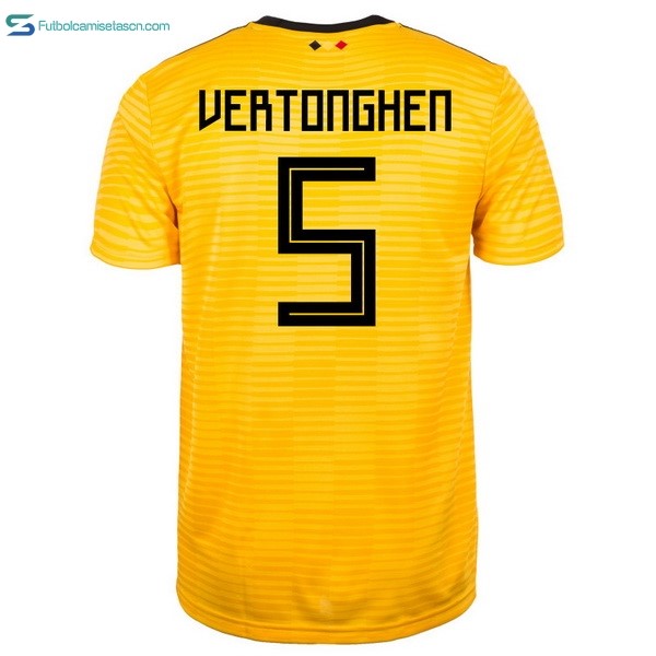 Camiseta Belgica 2ª Vertonghen 2018 Amarillo